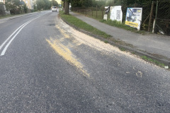 #71 18.08.2025r. Choczewo ul. Pucka DW 213  - rozsypany groch na jezdni drogi wojewódzkiej